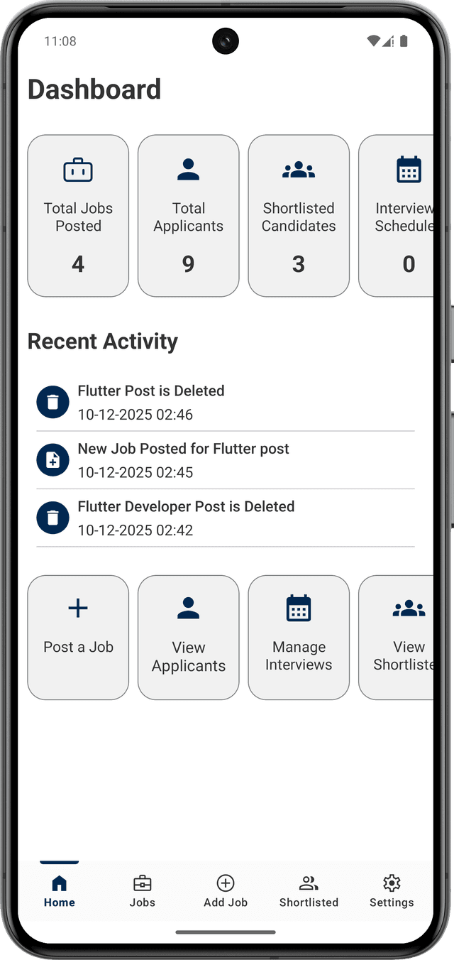 Employer Home Screen